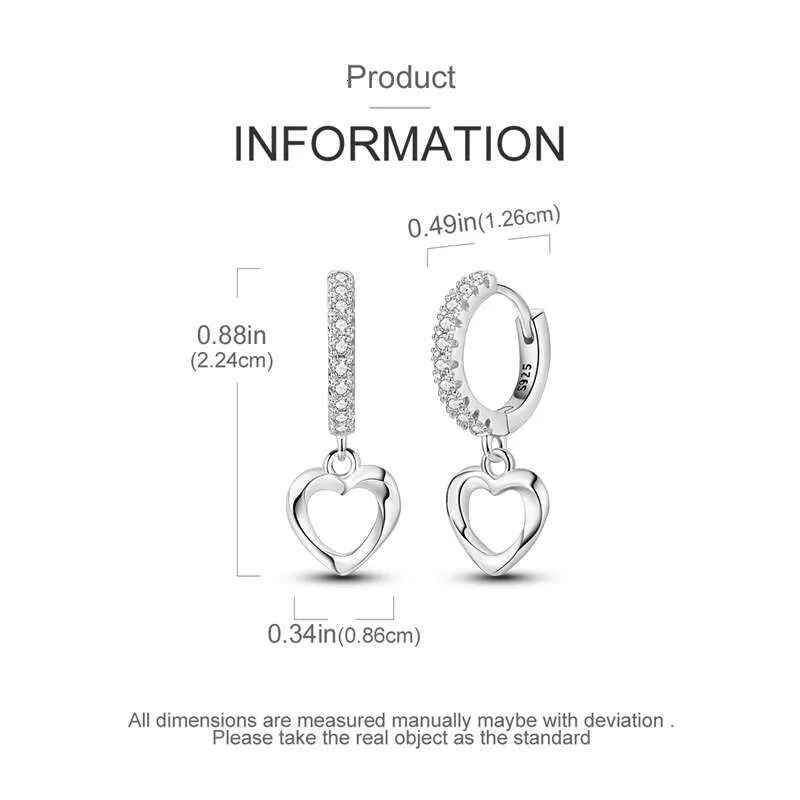 Sterling Silver Shooting Star Heart Stud Earrings For Women_voghion.com