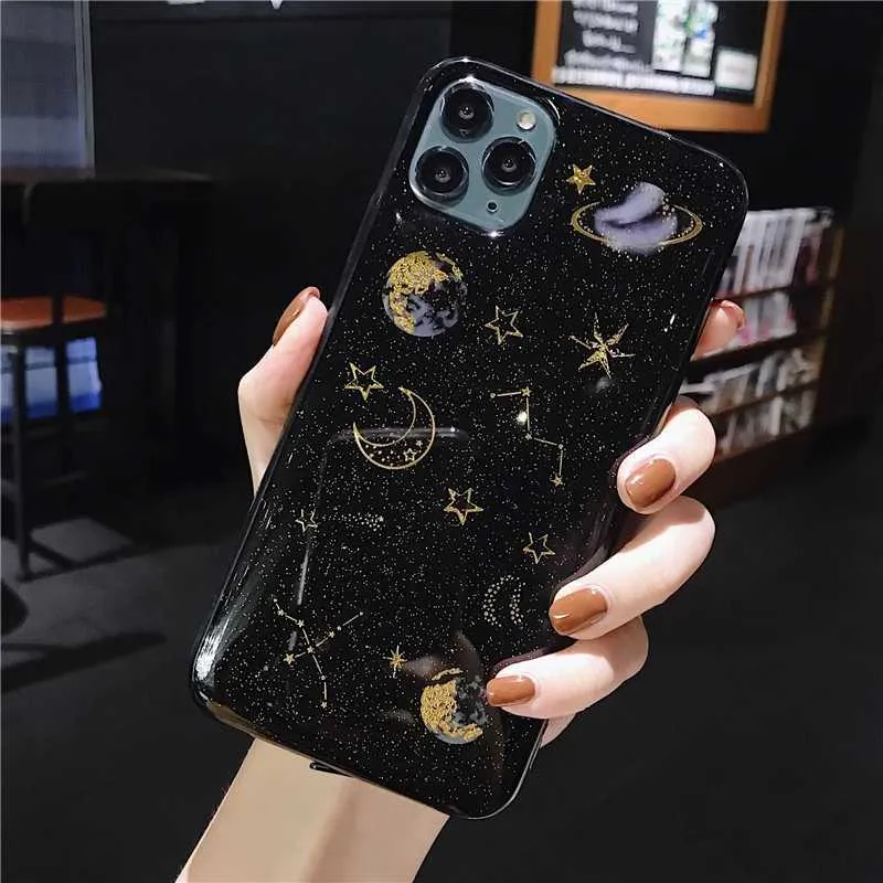 Glitter Planet Star Moon Space Phone Case For iPhone 16 Pro Max 15 14 ...