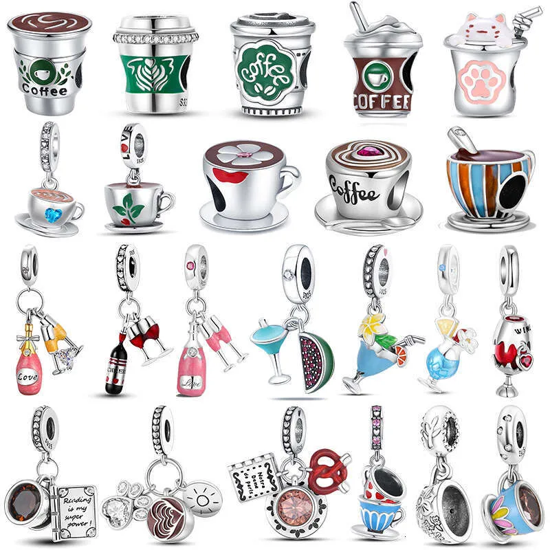 S925 Sterling Silver Coffee & Tea Cup Charm For Bracelet Necklace_voghion.com