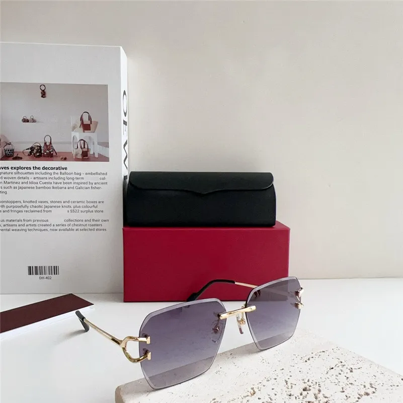 Square Rimless Shades Square rimless sunglasses with metal alloy frame and 58mm PC gradient ...