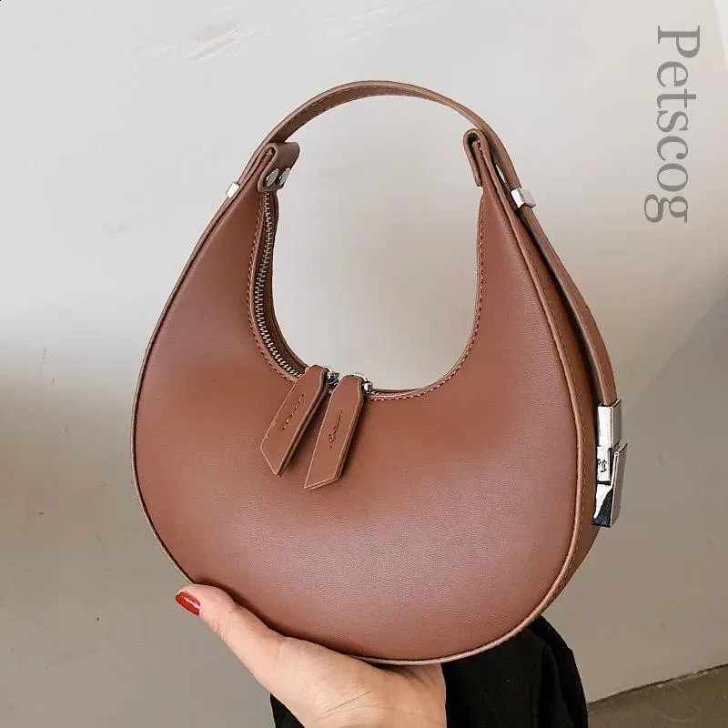 Vintage Leather Half Moon Clutch Bag - Womens Underarm