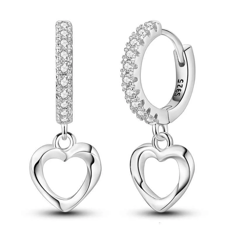 Sterling Silver Shooting Star Heart Stud Earrings For Women_voghion.com