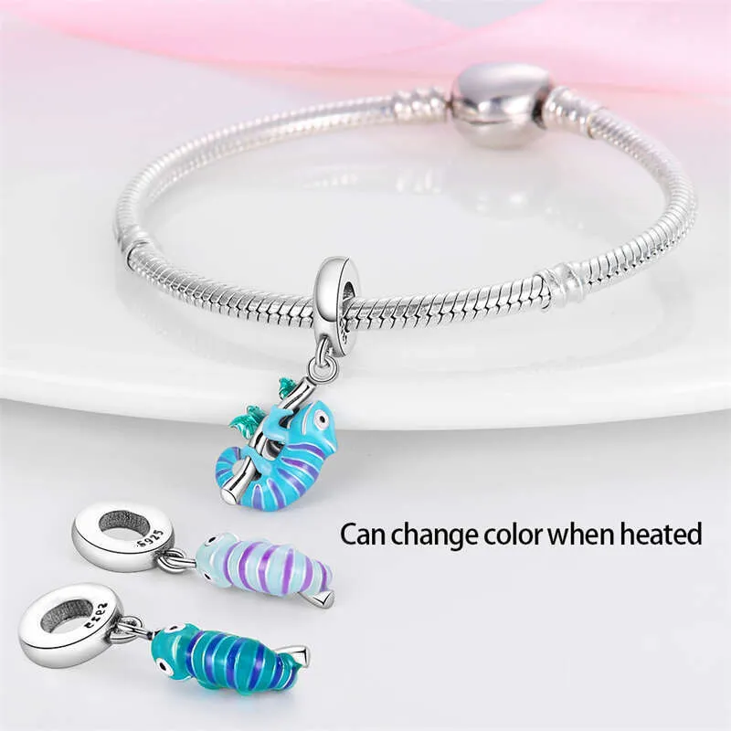 925 Sterling Silber Chamäleon Schmetterling Charm Für Armband_voghion.com