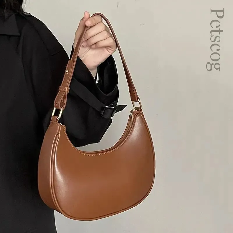 Stylish Women's Half-moon black shoulder bag with