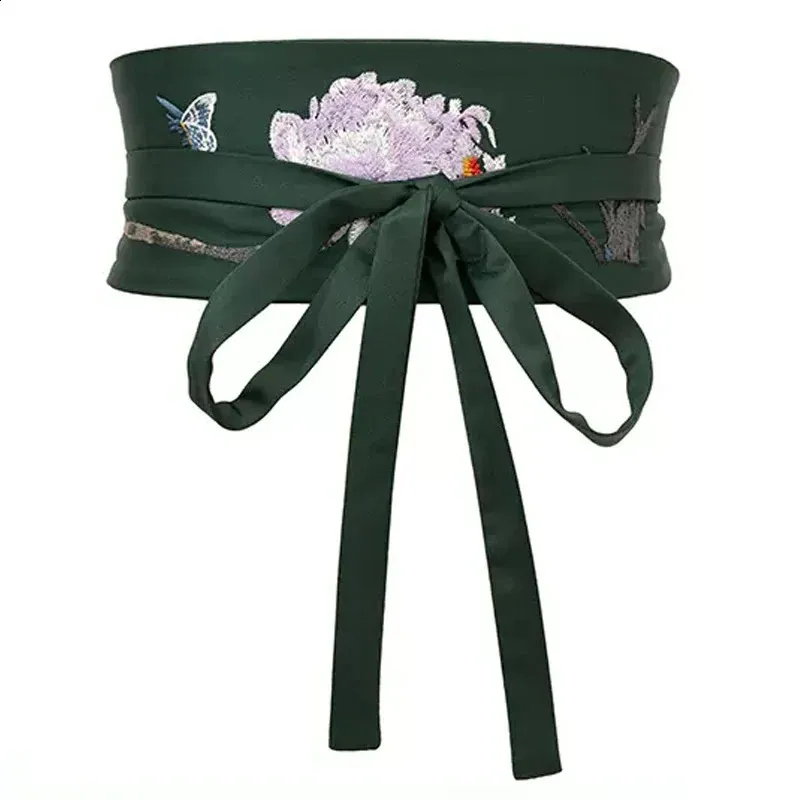 Womens Vintage Embroidery Waist Belt Wide Genuine Leather  display picture 3