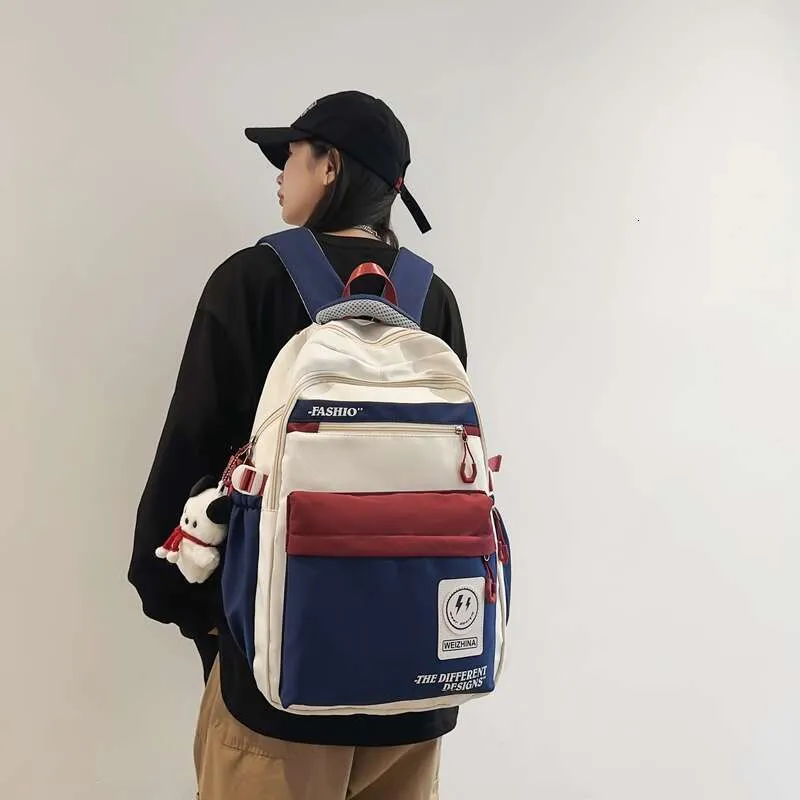 Patchwork Backpacks Zipper Bags for Women Nylon High  display picture 2