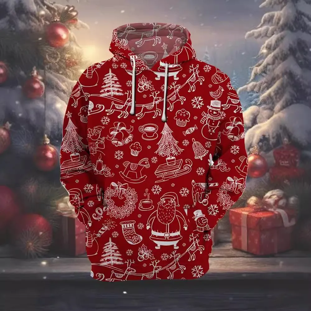 Con Cappuccio Corde Di Luce Di Natale Stampata In 3D Abbigliamento