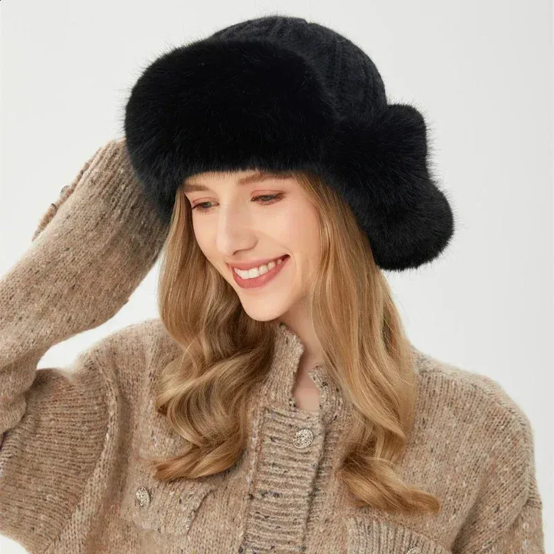 Women Navy  Warm Winter Hat Faux Fur Russian Cossack Style Amazon.com: AMTFBY Women main image 3