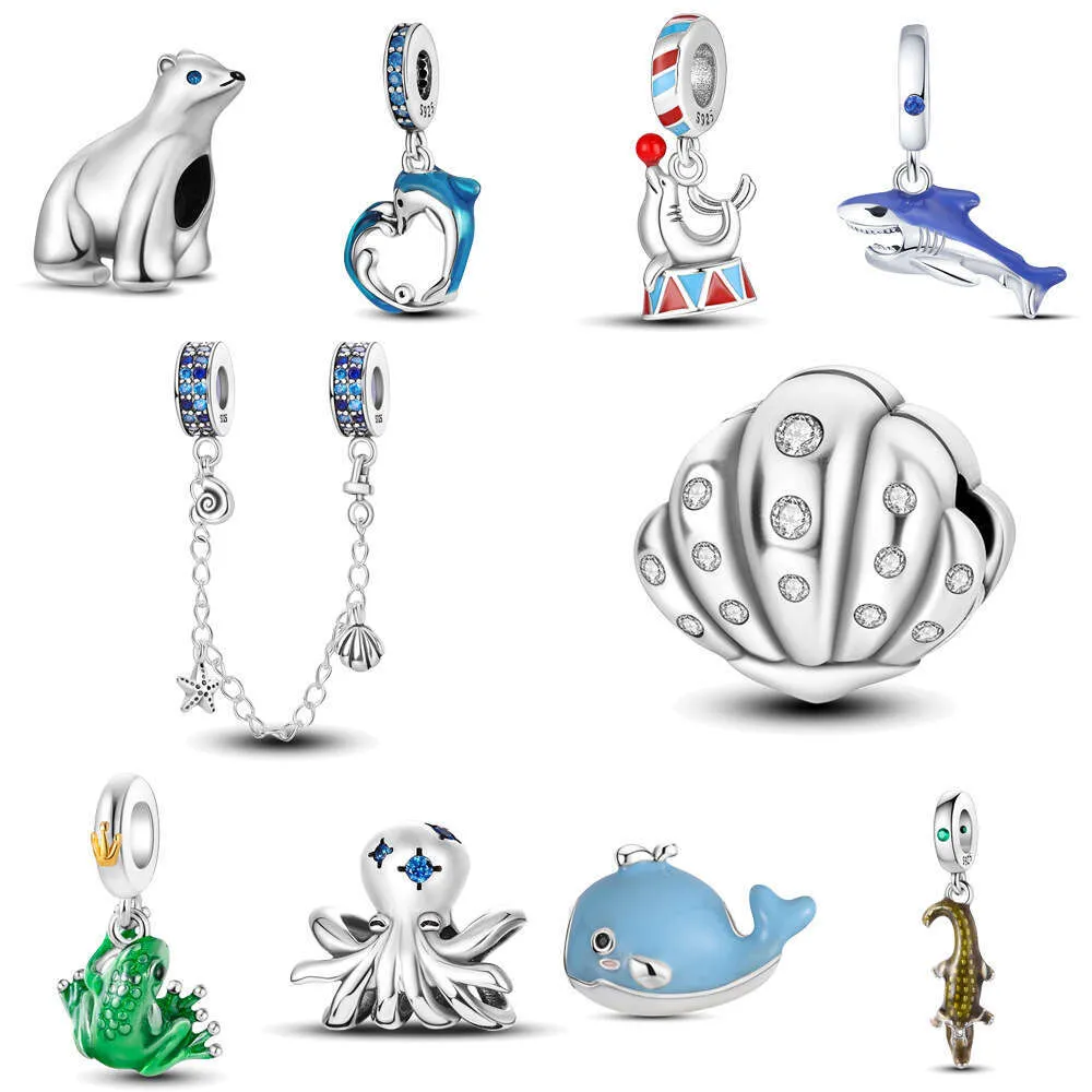 Dolphin And Whale Pendant Beads For Charm Bracelets Sterling Silver_voghion.com