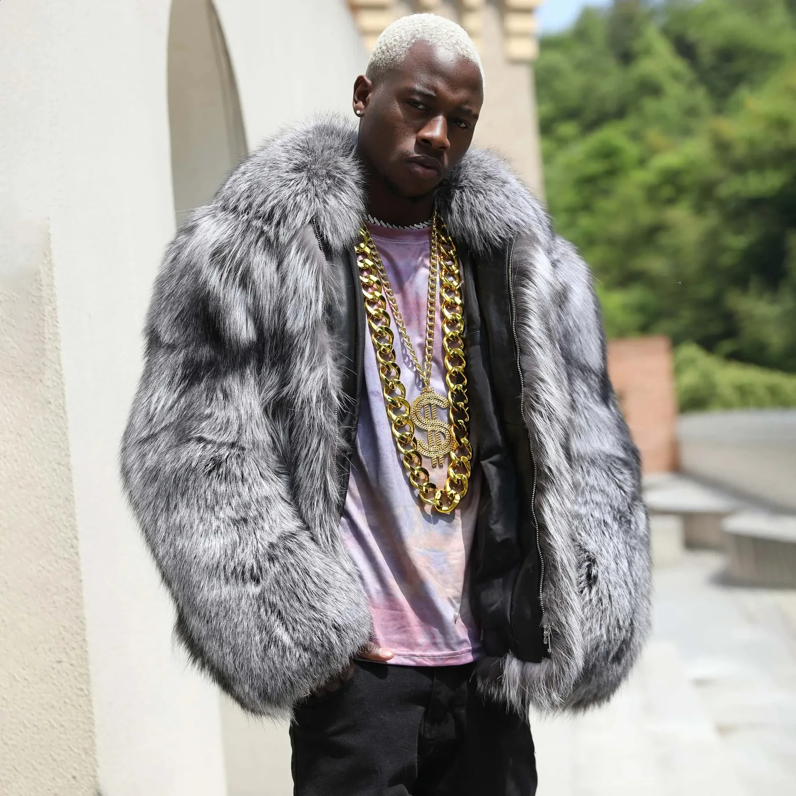 Silver Fox Fur Grey Fur Jacket Mens Save Big On Bulk Silver Fox