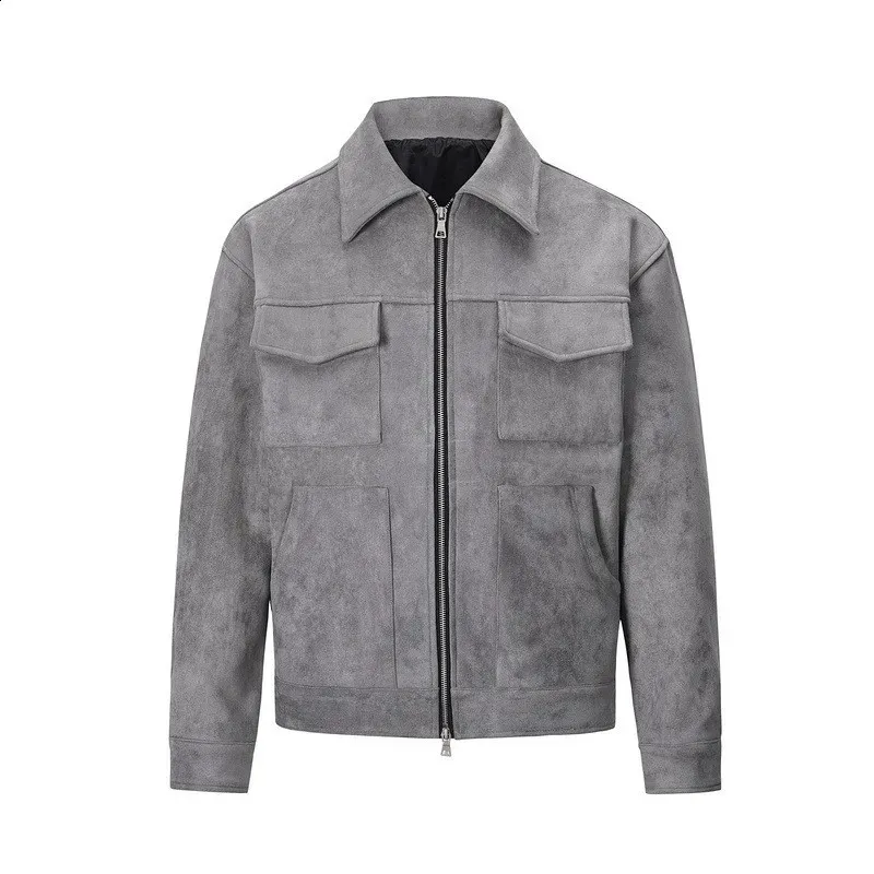 Men's Oversized Suede leather jacket with Lapel Zipper Men's Oversized Suede leather jacket with Lapel Zipper