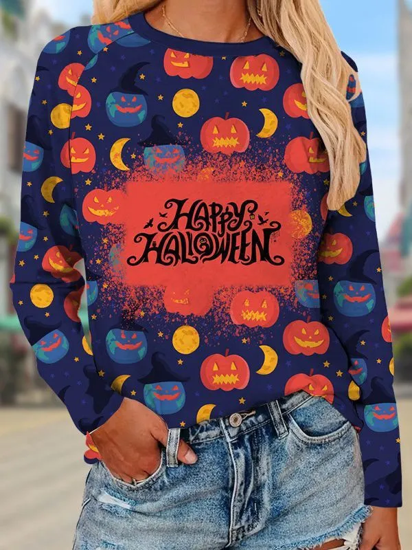 T-shirt Manches Longues Halloween Squelette - Col Rond, Motif Graphique, Coupe Décontractée Confortable