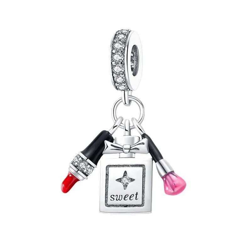 925 Sterling Silver Hot Goddess Series Perfume Lipstick High Heeled Shoes Bag Hanging Beads Charms Valentine's Day_voghion.com