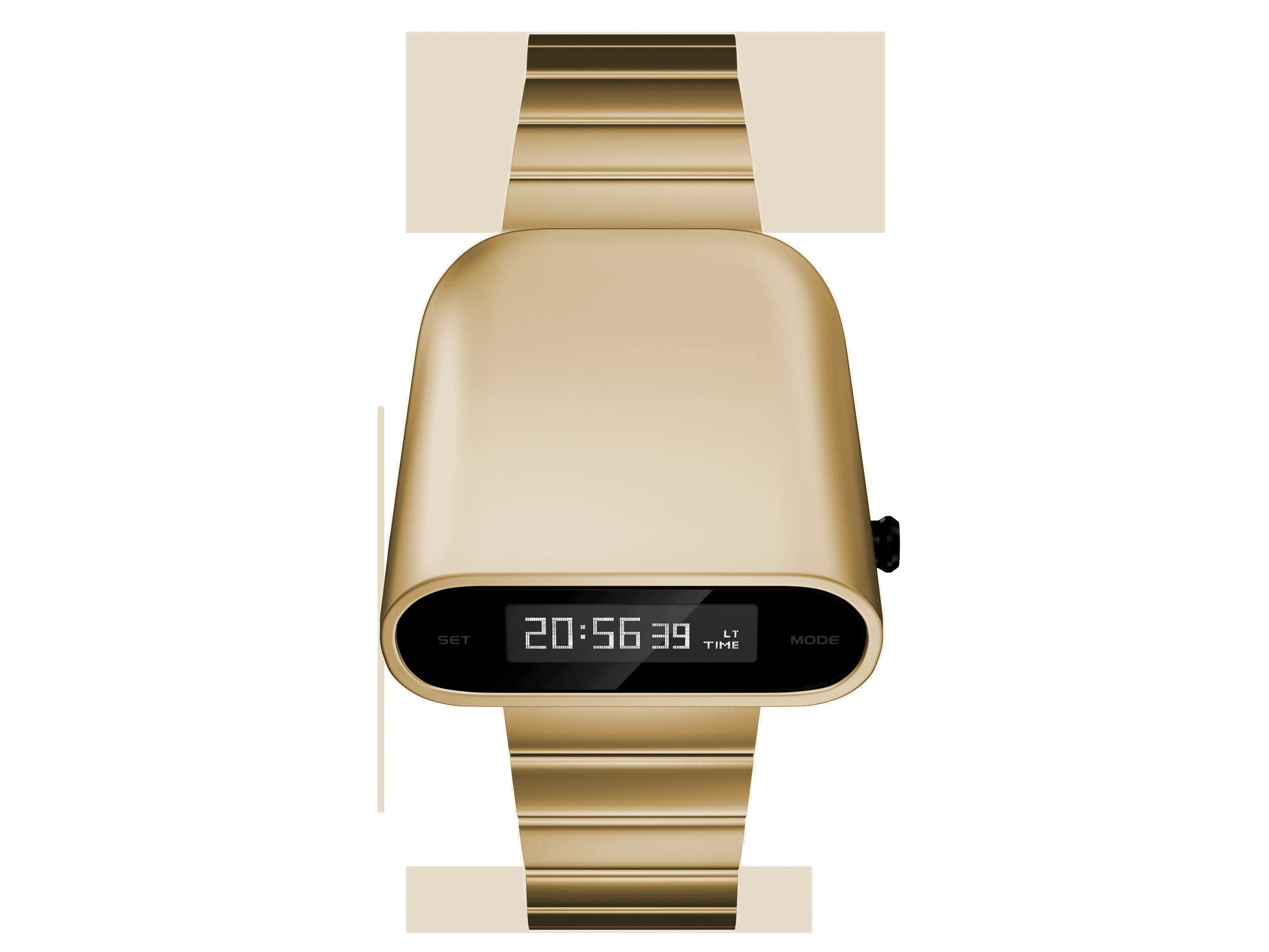 Mens Retro-Futuristic Digital Watch with LED Display - Metal