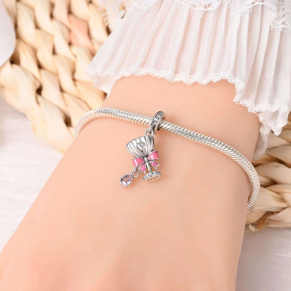 Sterling Silver Romantic Red Wine Glass Charm For Bracelet_voghion.com