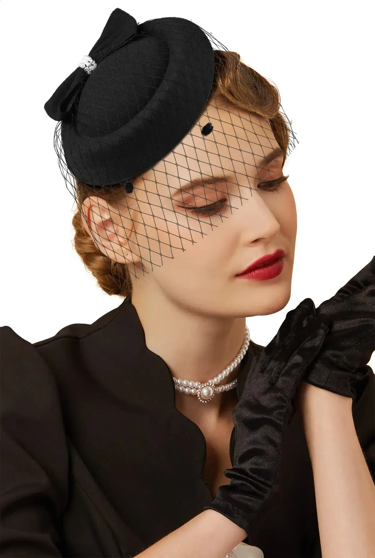 New Black Pillbox Hat Veil Fascinators Hats 1920s 50s Vintage Elegant Vintage Pillbox Hat Veil Black - Etsy main image 3