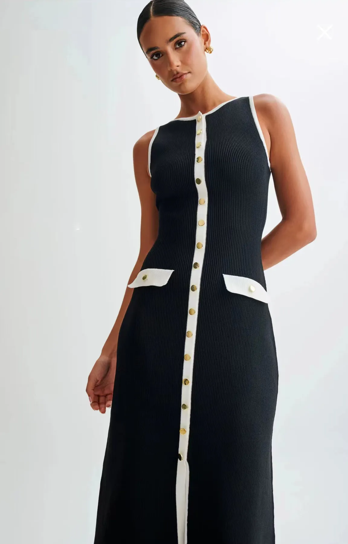 Knitted Summer Dress | Sleeveless Bodycon Dresses | Elegant Office Ladies Black Robes