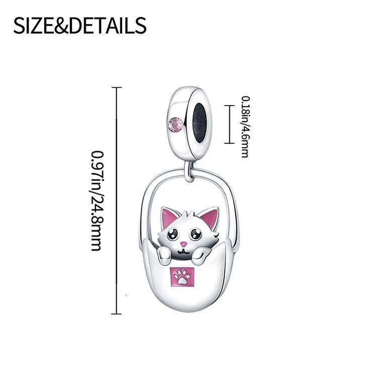 New Sterling Charm Cute Kitten Pendant Fit Charms Silver 925 Original Bracelet DIY Jewelry Making For Women Gifts_voghion.com