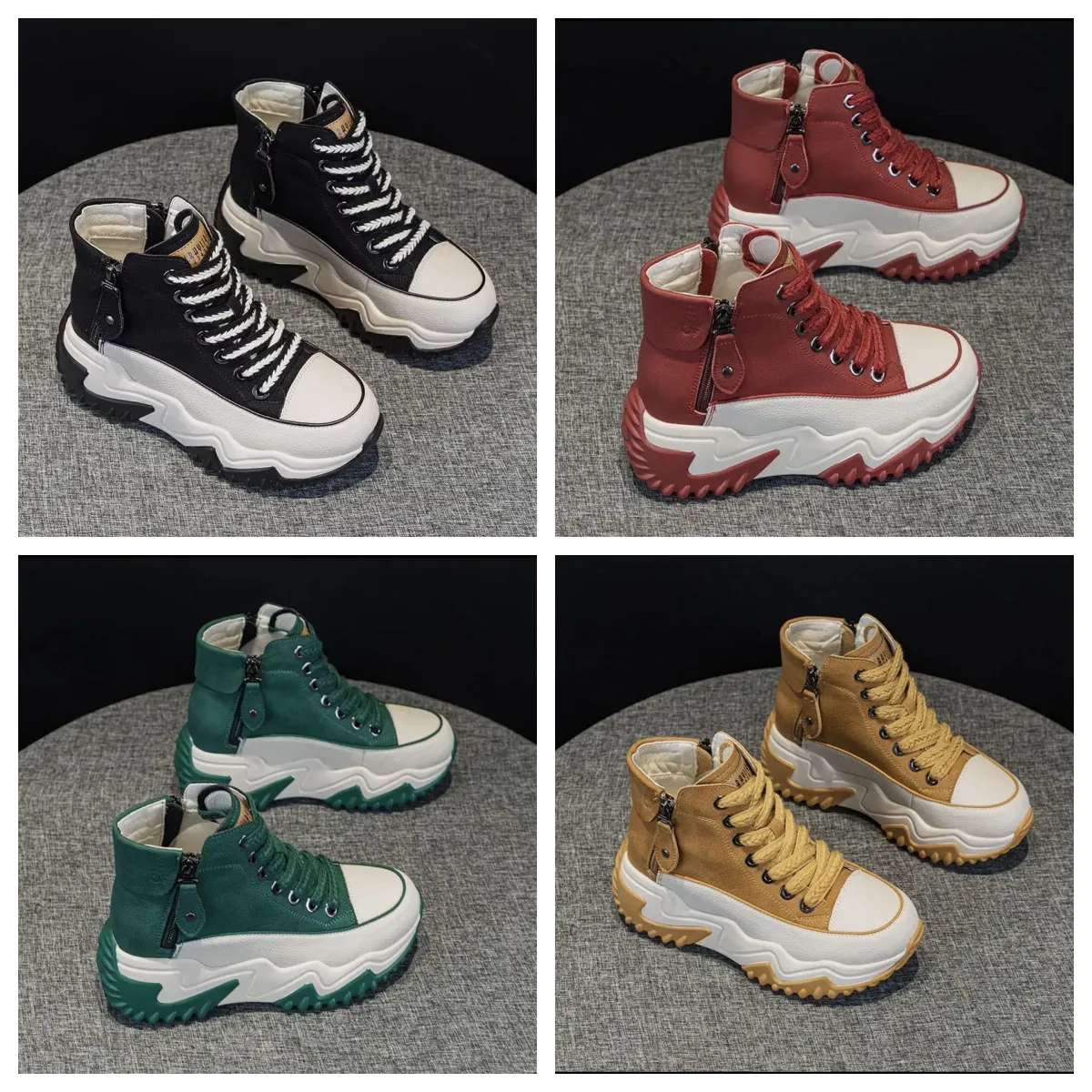 Mens Big Size Running Shoes - Classic Leather Sneakers in 