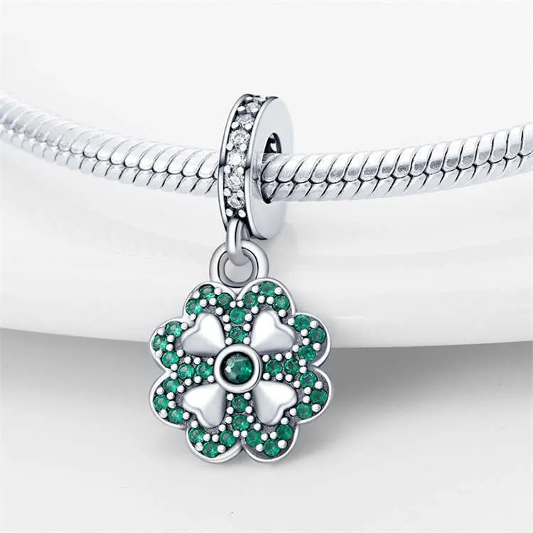 Charm coccinella e quadrifoglio verde in argento per bracciale_voghion.com