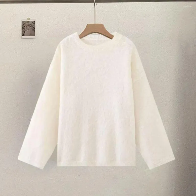 Kvinders Sweaters Kvinder Strikket Sweater Efterår Vinter O Hals Lange Drop-shoulder Ærmer Blød Varm Løs Dame Pullover Top Sweatshirt Striktrøje