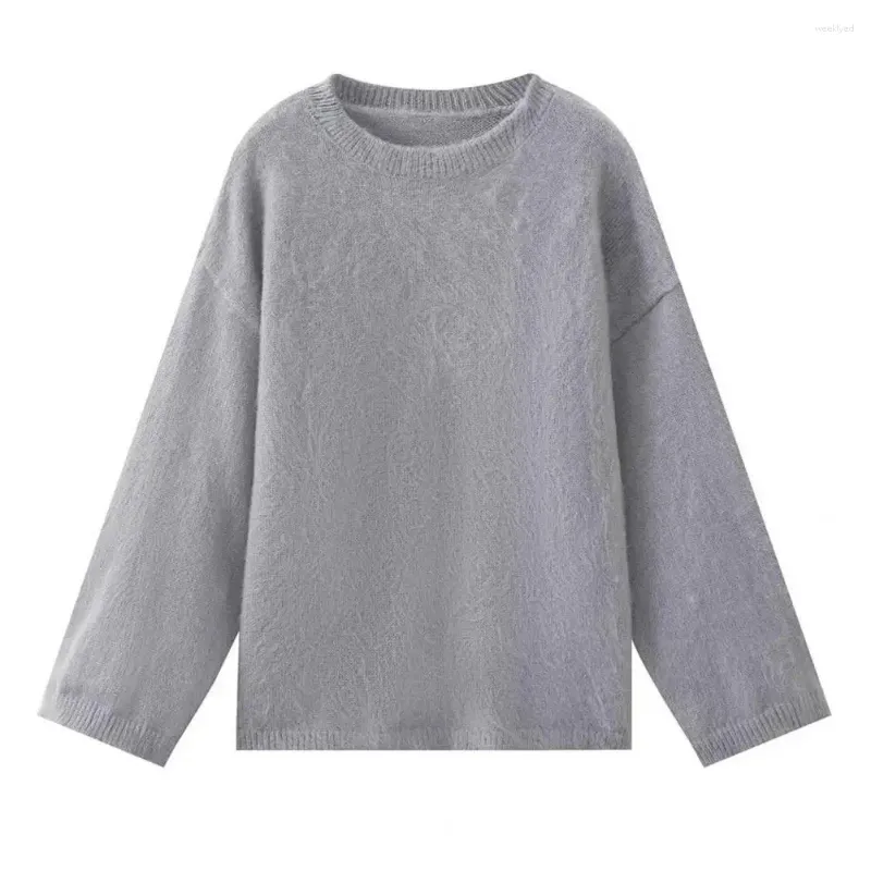 Kvinders Sweaters Kvinder Strikket Sweater Efterår Vinter O Hals Lange Drop-shoulder Ærmer Blød Varm Løs Dame Pullover Top Sweatshirt Striktrøje