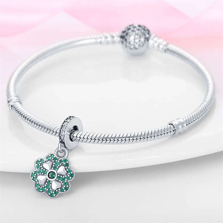 Charm coccinella e quadrifoglio verde in argento per bracciale_voghion.com