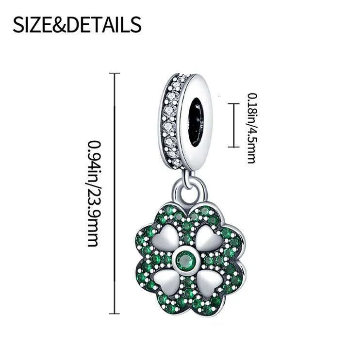 Charm coccinella e quadrifoglio verde in argento per bracciale_voghion.com