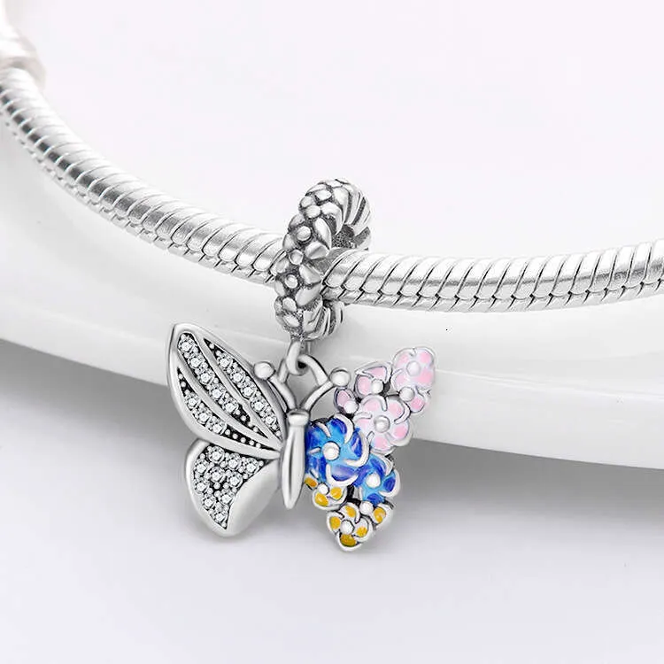Charm papillon coloré en argent sterling pour bracelet_voghion.com