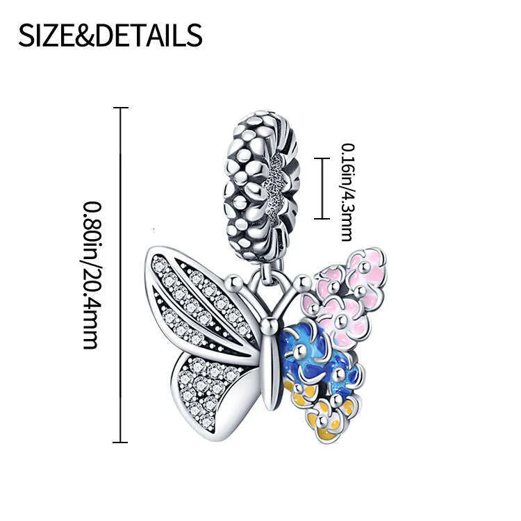 Charm papillon coloré en argent sterling pour bracelet_voghion.com
