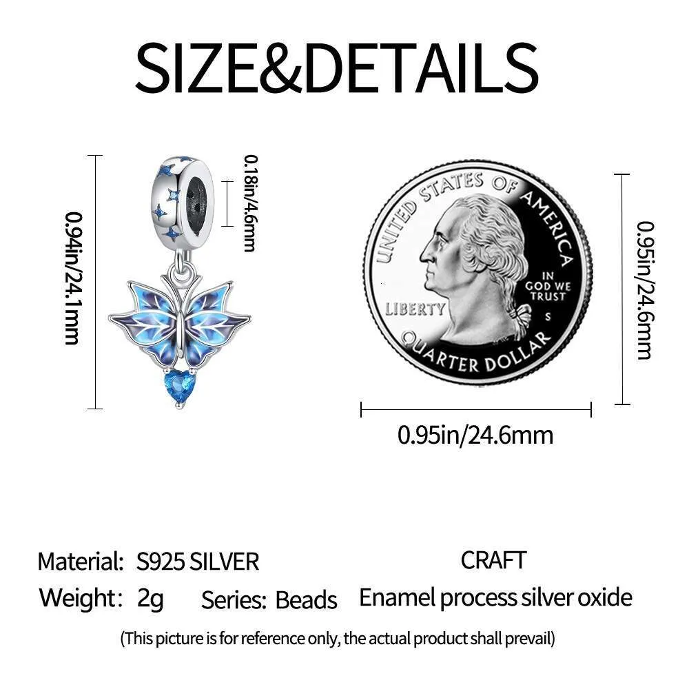 Charm papillon coloré en argent sterling pour bracelet_voghion.com