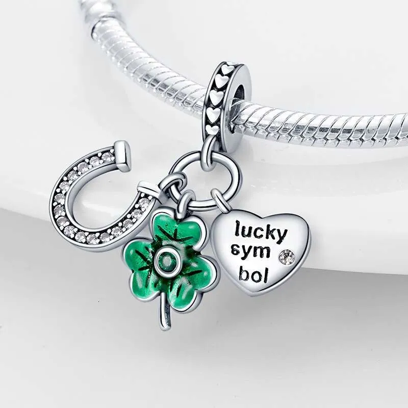 Charm coccinella e quadrifoglio verde in argento per bracciale_voghion.com