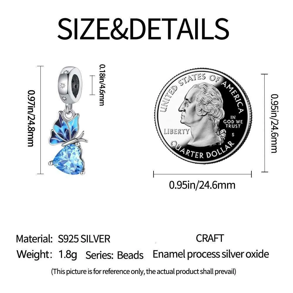 Charm papillon coloré en argent sterling pour bracelet_voghion.com