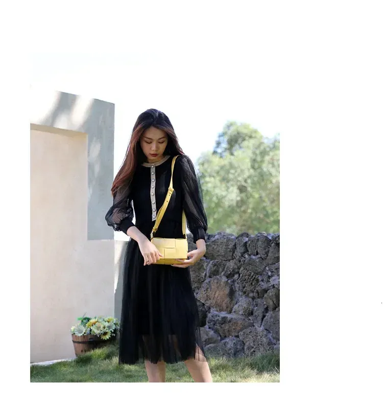 Small Square Cowhide Leather Woven Leather Crossbody Bag For Women