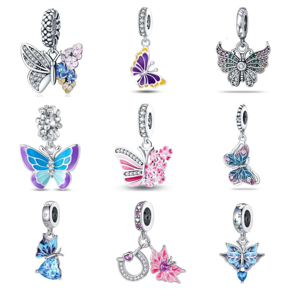 Charm papillon coloré en argent sterling pour bracelet_voghion.com