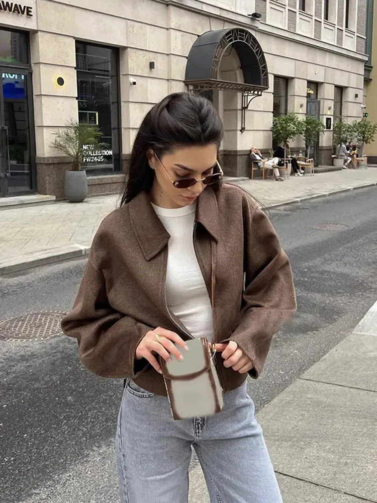 DHgate.com:Womens Vintage Brown Short Wool Jacket with DHgate.com:Womens Vintage Brown Short Wool Jacket with