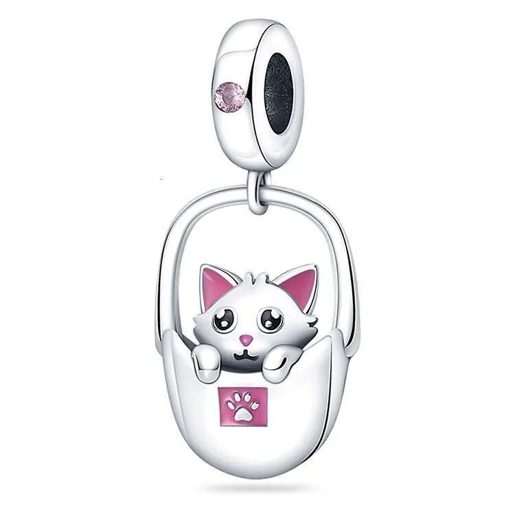 New Sterling Charm Cute Kitten Pendant Fit Charms Silver 925 Original Bracelet DIY Jewelry Making For Women Gifts_voghion.com