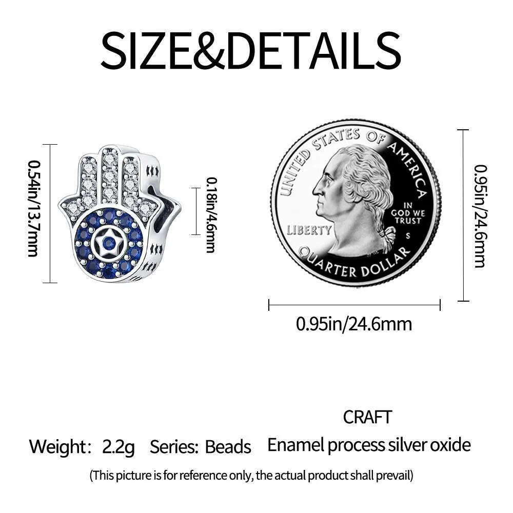 Nouveau charm en argent sterling 925 « La Main de Fatima » - Perles compatibles avec les charms - Bracelet original en argent 925 - Création de bijoux DIY - Idée cadeau pour femme_voghion.com