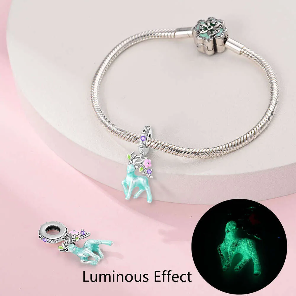 New Sterling Charm Luminous Butterfly Firefly Deer Pendant Fit Charms Silver 925 Bracelet DIY Jewelry Making For Women_voghion.com
