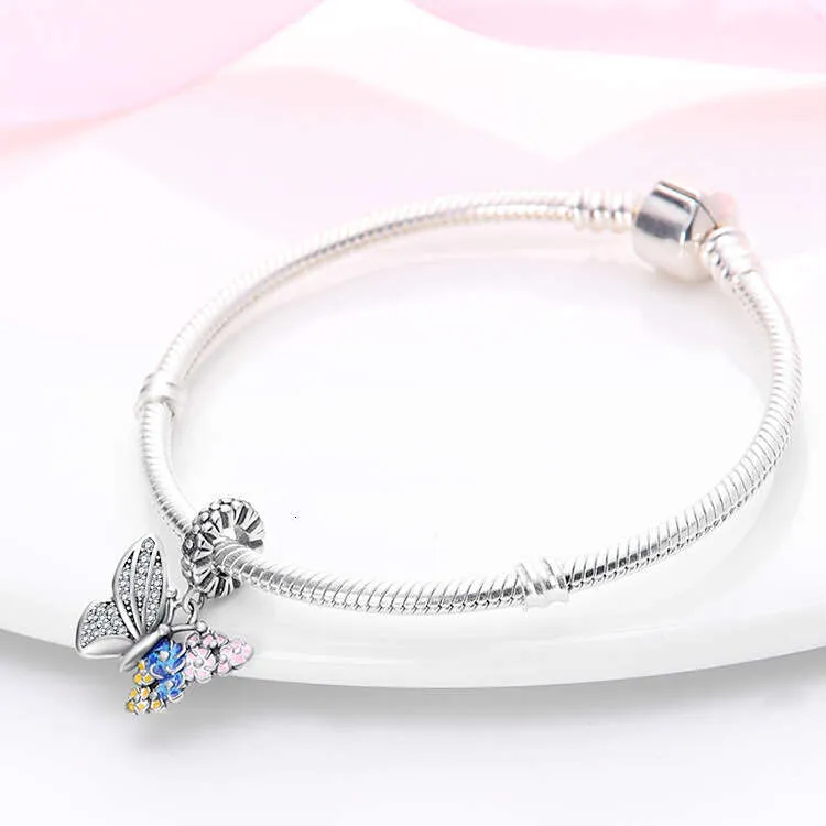 Charm papillon coloré en argent sterling pour bracelet_voghion.com