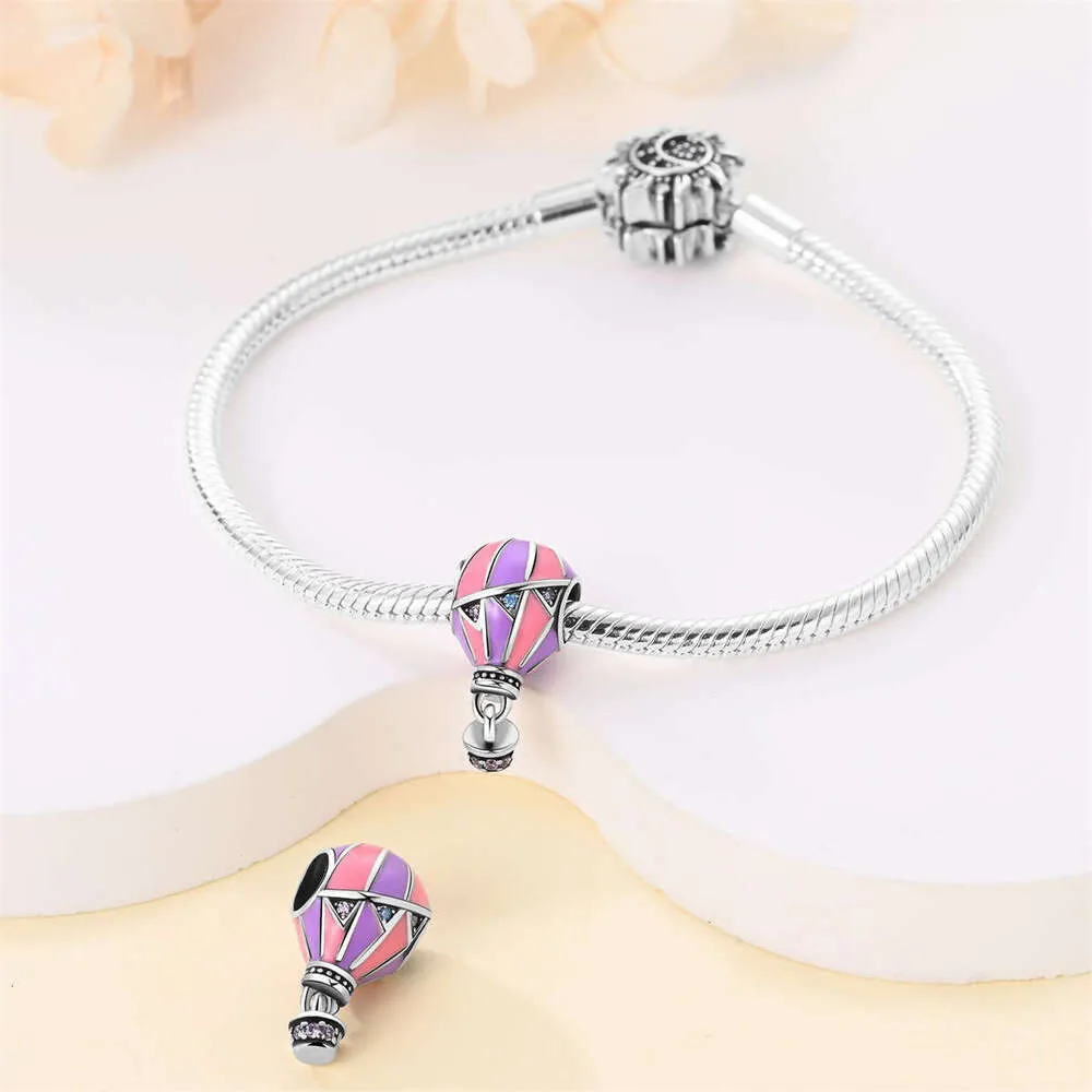 Sterling Silver Hot Air Balloon Bead Charm For Charm Bracelets_voghion.com
