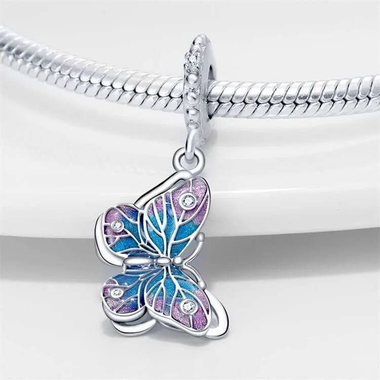 Nouveau pendentif papillon coloré en argent sterling 925, idéal pour la création de bijoux DIY._voghion.com