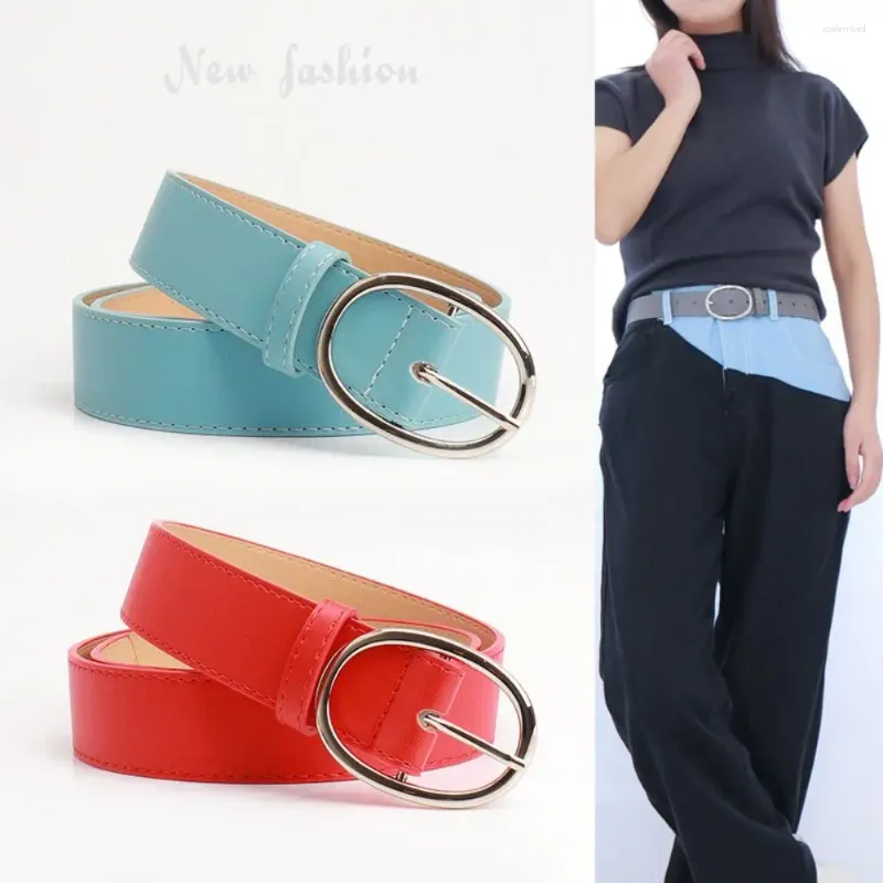 Womens PU Leather Oval Buckle Belt - Fashion Waistband  display picture 3
