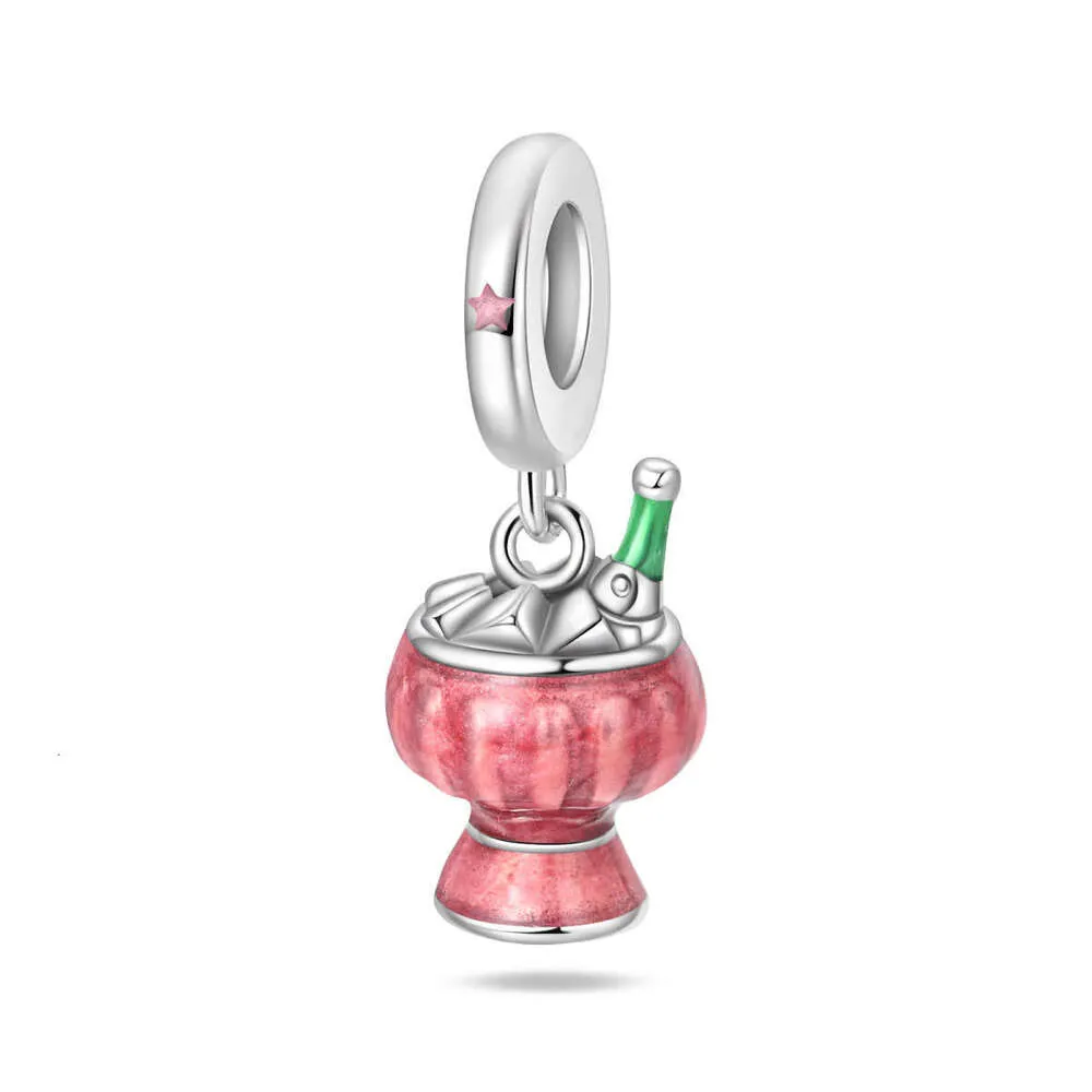 New Sterling Charm Romantic Red Wine Glass Pendant Fit Charms Silver 925 Original Bracelet DIY Jewelry Making For Women_voghion.com