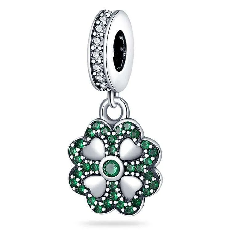 Charm coccinella e quadrifoglio verde in argento per bracciale_voghion.com