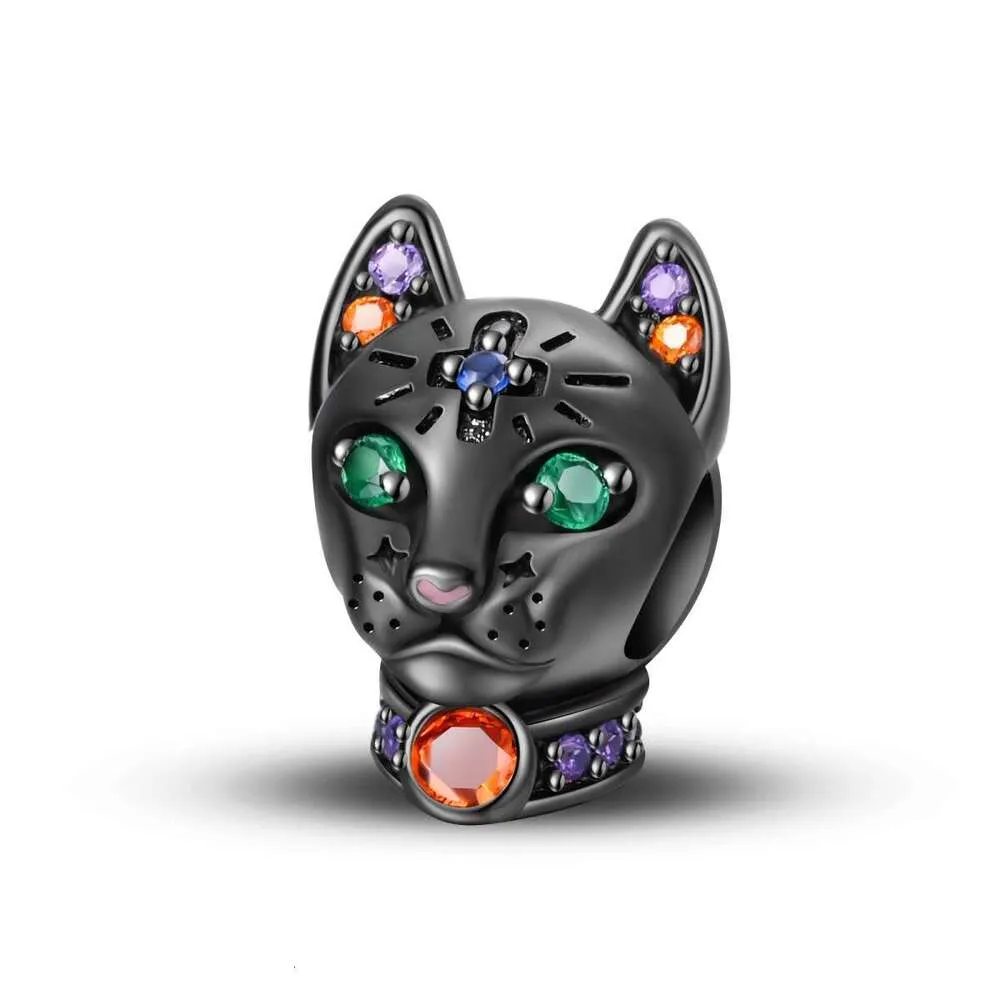 Nuova serie di ciondoli Sterling Charm, simpatico ciondolo a forma di gatto, compatibile con ciondoli in argento 925, braccialetti originali per la creazione di gioielli fai da te da donna._voghion.com
