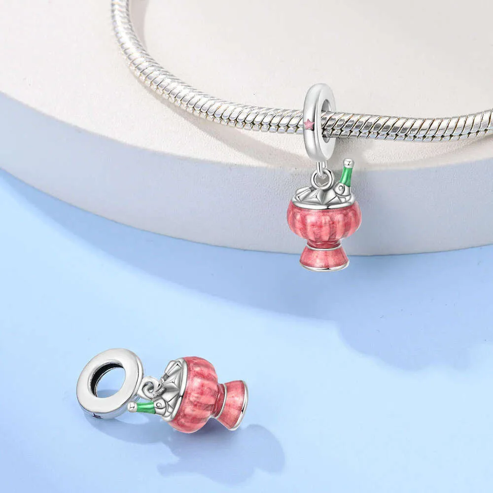 New Sterling Charm Romantic Red Wine Glass Pendant Fit Charms Silver 925 Original Bracelet DIY Jewelry Making For Women_voghion.com