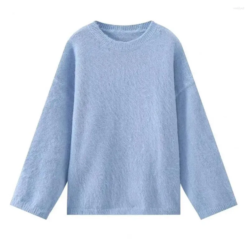 Kvinders Sweaters Kvinder Strikket Sweater Efterår Vinter O Hals Lange Drop-shoulder Ærmer Blød Varm Løs Dame Pullover Top Sweatshirt Striktrøje
