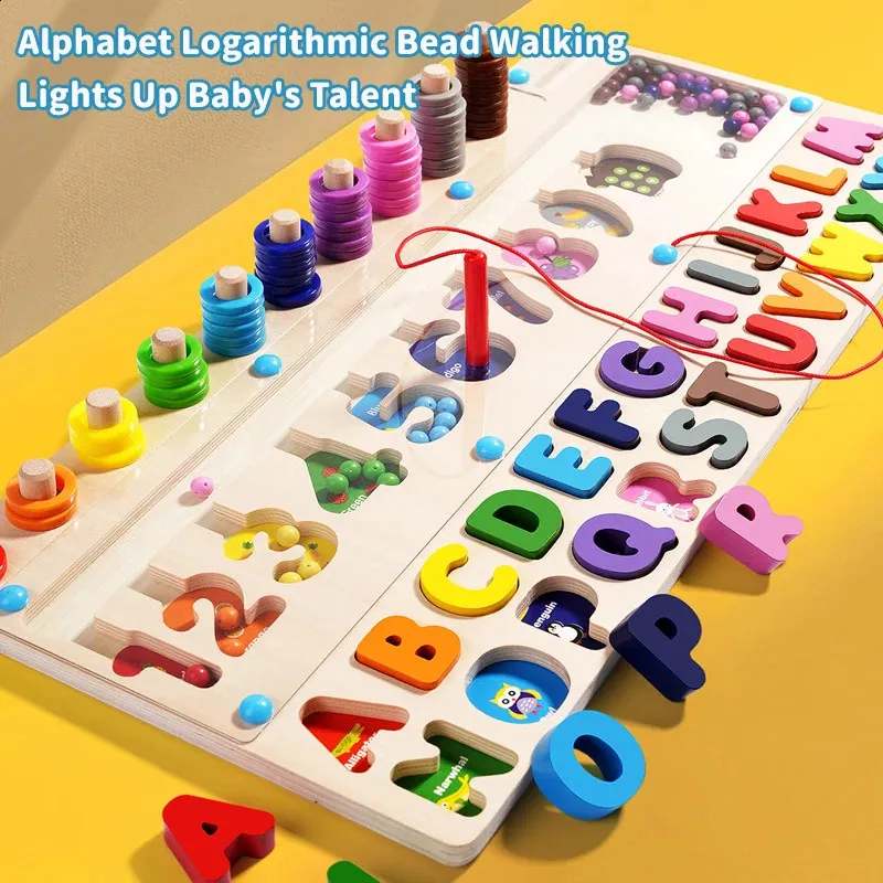 Montessori Wooden Toy 3 In 1 Educational Magnetic Maze Color, Number ...