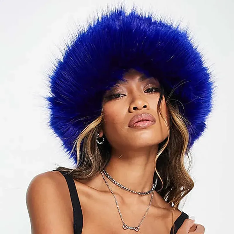 Faux Fur Bucket Hat Retro Y2K Winter Warmer Fisherman Cap Elegant Chic Black Sheepskin Fur Bucket Hat,soft Lamb Wool Teddy Cap for  main image 2